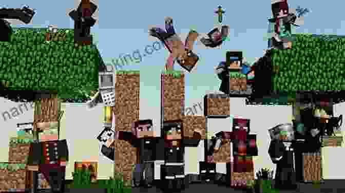 A Group Of Minecraft Players Working Together To Build A Massive Castle, Demonstrating The Collaborative Nature Of Multiplayer. The Unofficial Holy Bible For Minecrafters: Old Testament: Stories From The Bible Told Block By Block (Unofficial Minecrafters Holy Bible)