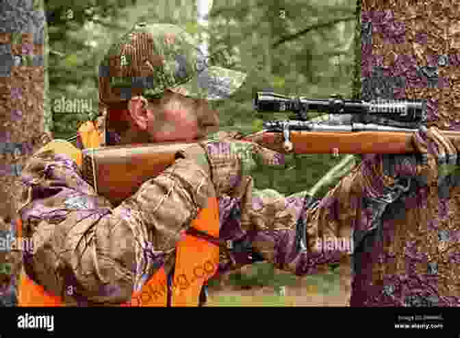 A Hunter Aiming At A Whitetail Deer With A Rifle In A Picturesque Forest Whitetail Access: How To Hunt Top Whitetail States Cheaply And Effectively