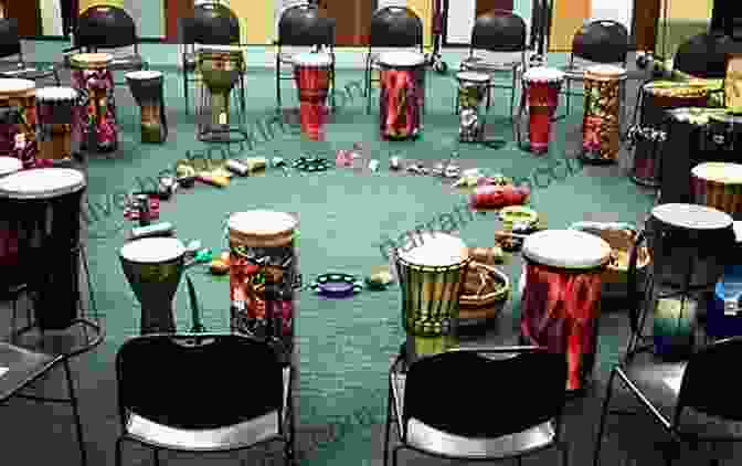 A Vibrant Drum Circle Gathering, Participants Rhythmically Engaged The Art And Heart Of Drum Circles
