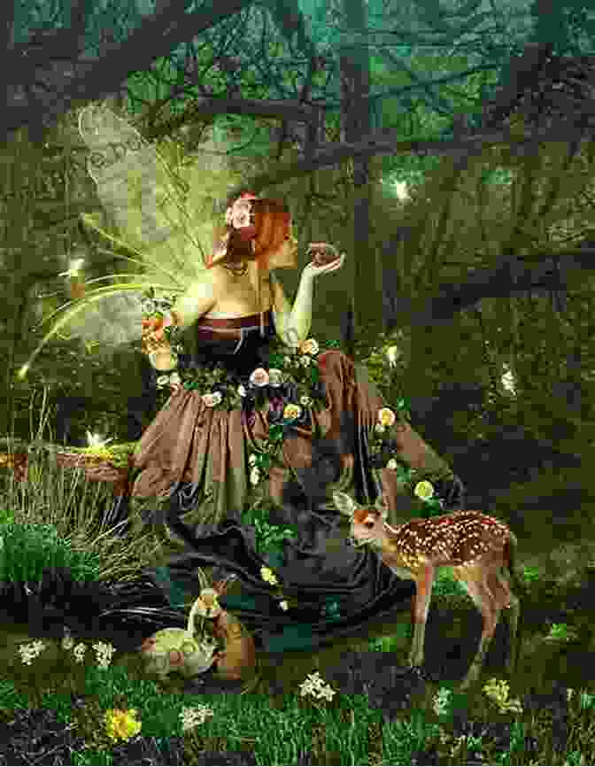 A Young Woman Standing In A Forest Surrounded By Faeries Now I Know My Fae B C S