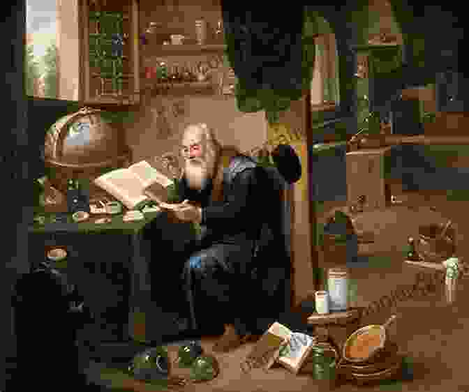 An Illustration Of An Alchemist At Work In His Laboratory. Magic: A History: From Alchemy To Witchcraft From The Ice Age To The Present