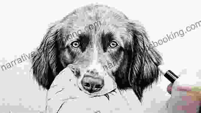 Detailed Pencil Drawing Of A Playful Dog, Showcasing Realistic Fur Texture And Dynamic Posture Cartoon Animal Friends: How To Draw Dogs Cats And Other Pets