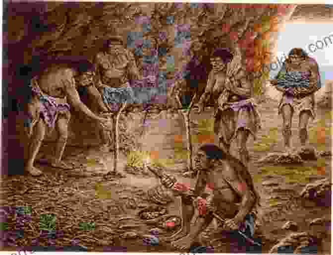 Early Humans Huddled Around A Fire In A Cave, Adapting To The Challenges Of The Ice Age The Pleistocene Era: The History Of The Ice Age And The Dawn Of Modern Humans