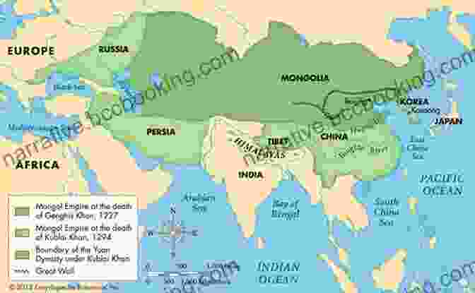 Map Of The Extent Of The Mongol Empire, Stretching From The Pacific Ocean To The Caspian Sea Genghis Khan And The Mongol War Machine